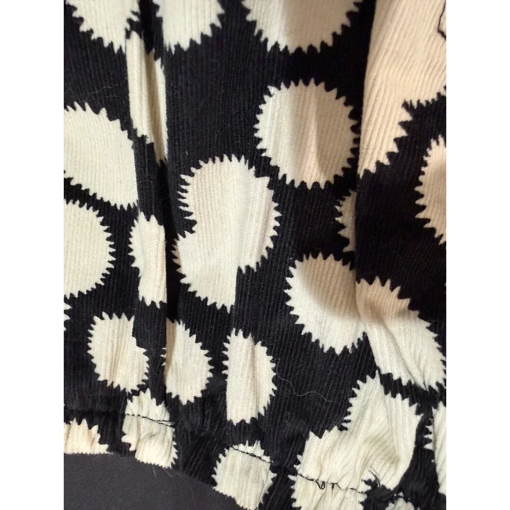 Leifnotes Anthropologie Black White‎ Polka Dot Corduroy Sleeveless Mini Dress 4